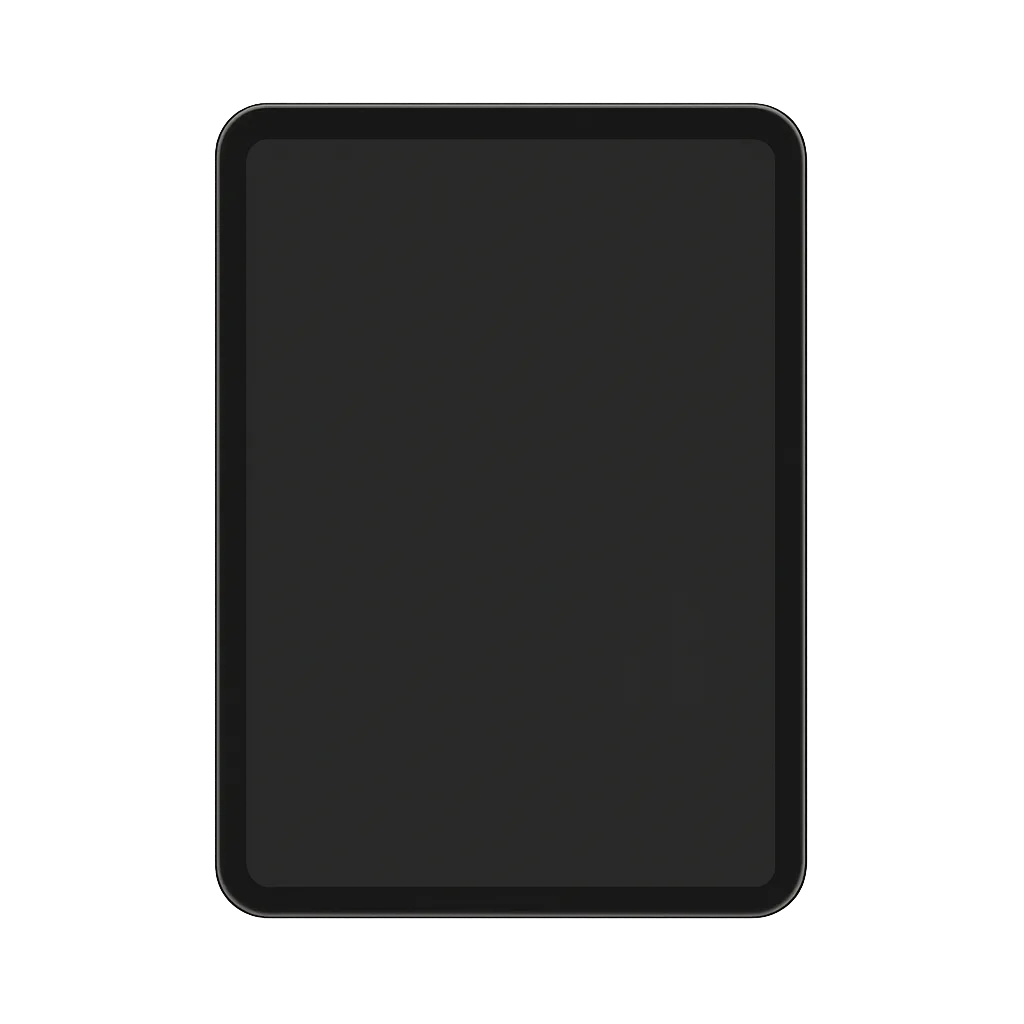 Schwarzes Tablet mit randlosem Display auf grauem Hintergrund